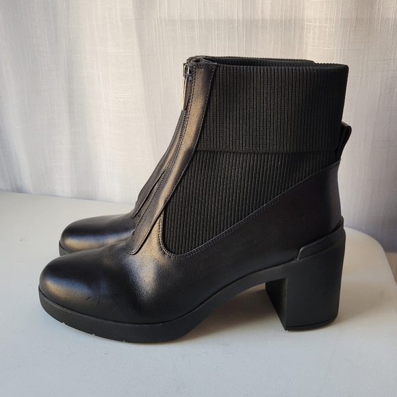 Abeo Shoes - ABEO Metropolis Zip women's chunky heel leather boots size 9